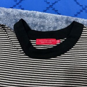 Philanthropy Black & White Striped Short Sleeve Tee